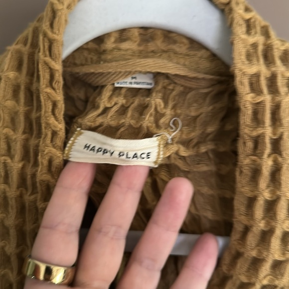 Mustard Waffle Knit Robe - Picture 4 of 9